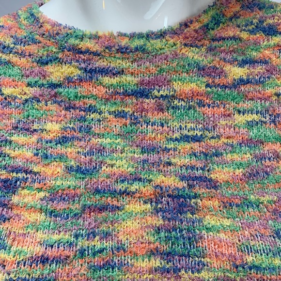 NWT $63 Pretty Garbage Fuzzy Plush Rainbow Short Sleeve Crop Sweater Top Small - Picture 8 of 8